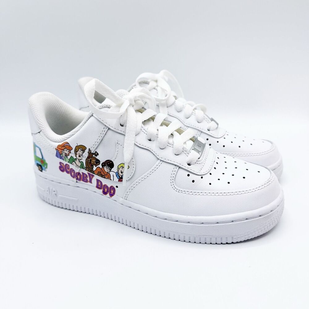 Nike Air Force 1 Scooby Doo Low Top White Painted Womens Size 6.5 / 37.5 *READ